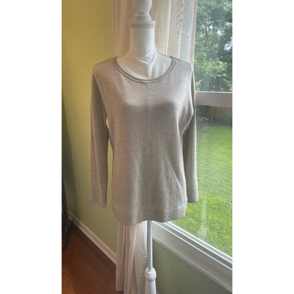 100% Merino Wool Oatmeal Crewneck Sweater M Neutral Capsule Minimalist Classic